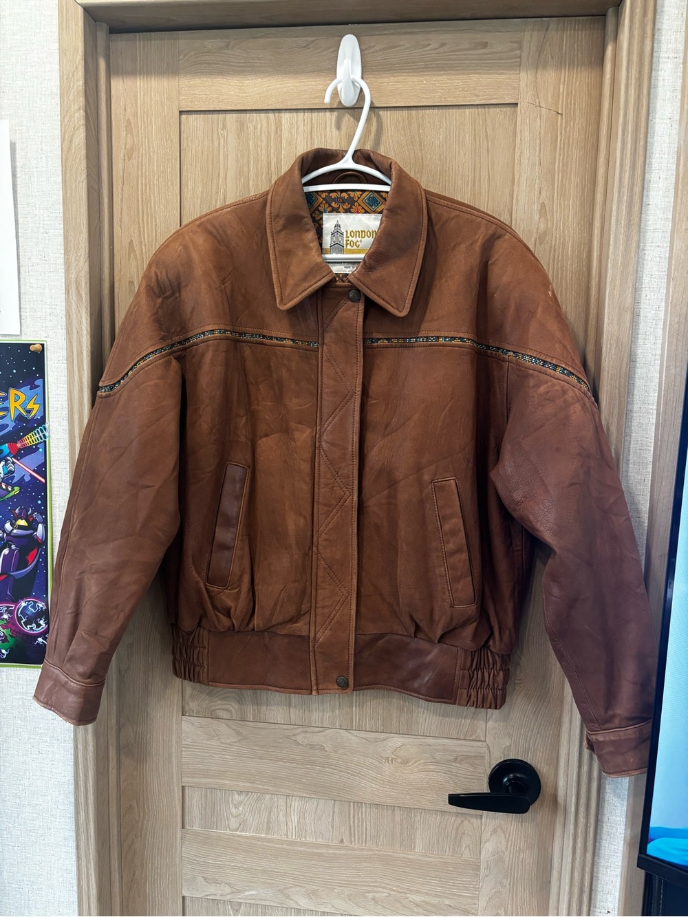 VTG Southwestern Soft Leather Bomber Jacket Size M Coachella Festival Country
